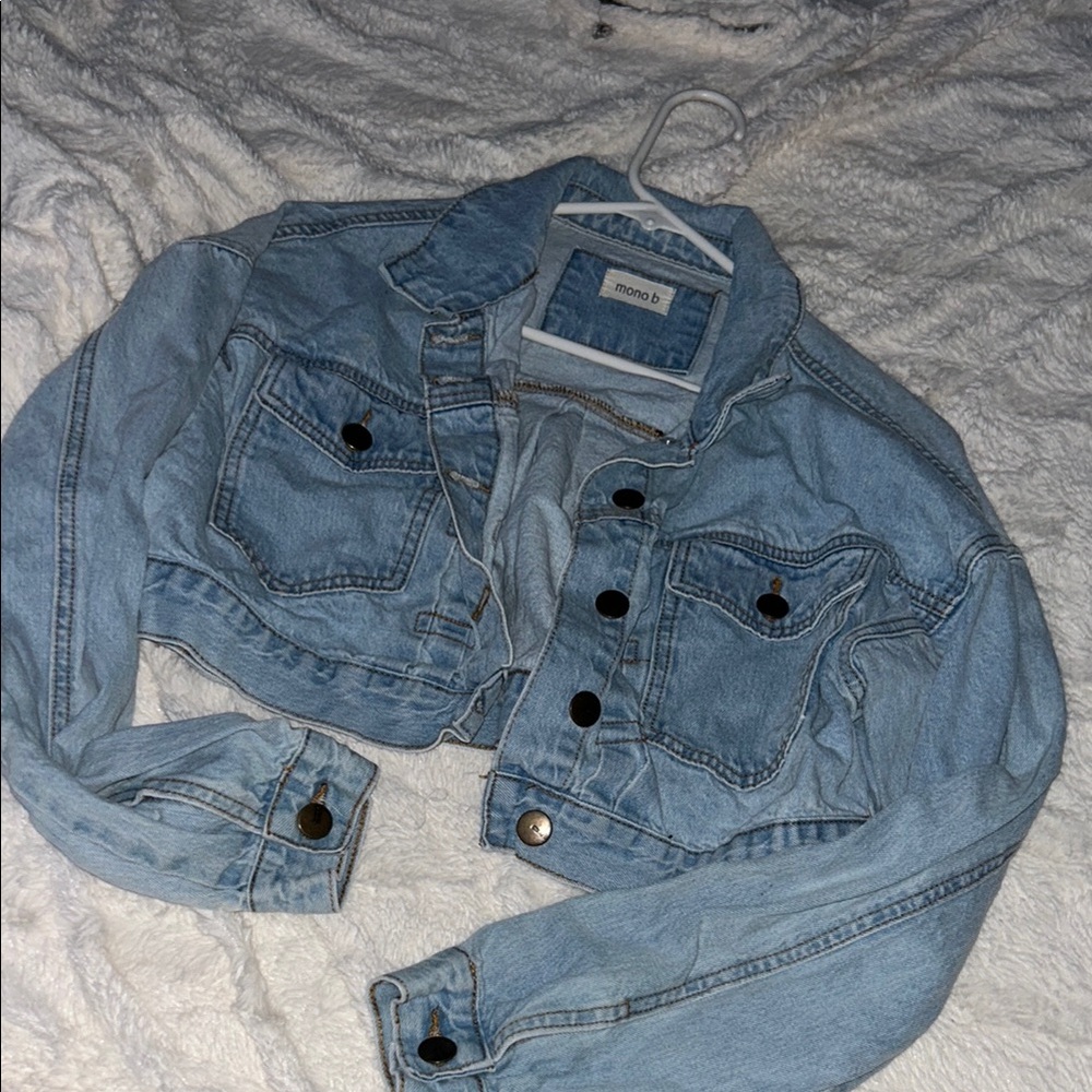 Light Blue Denim Cropped Jacket